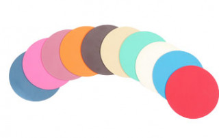 Colorful Sheet Rubber Cut Into Dots and Spread In A Half Circle